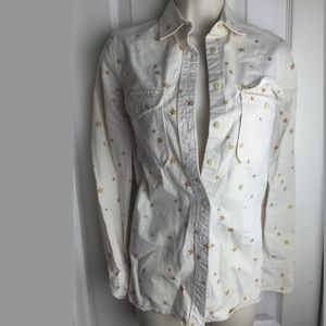 J. Crew Gold Star Ecru Shirt Sz XXS Button Down